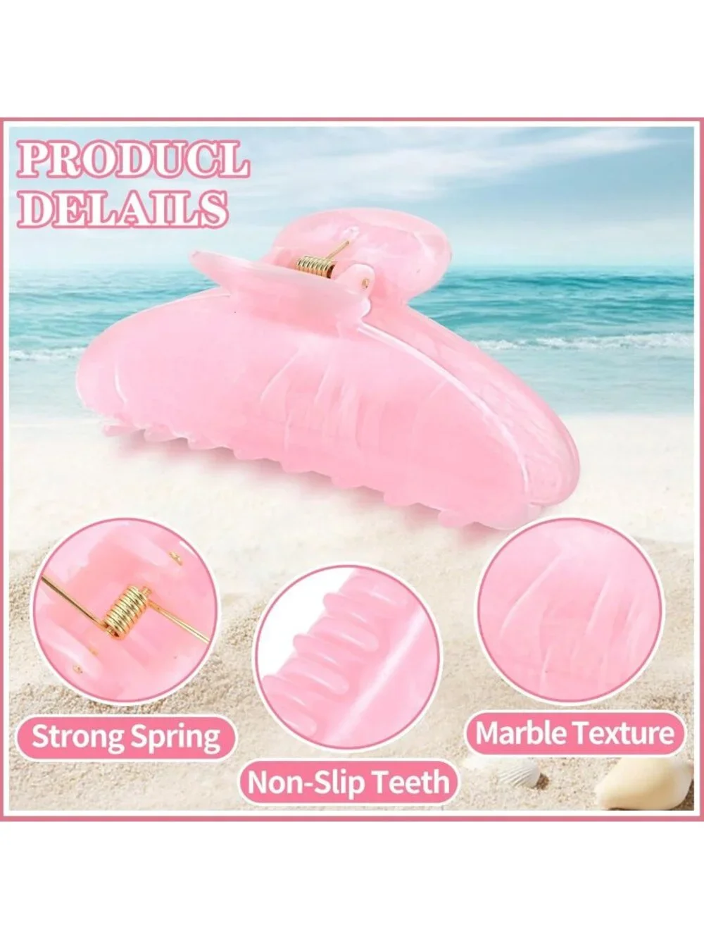 32 Pcs Large Non-Slip Acrylic Hair Claw Clips - Cute Pastel Barrettes for Women